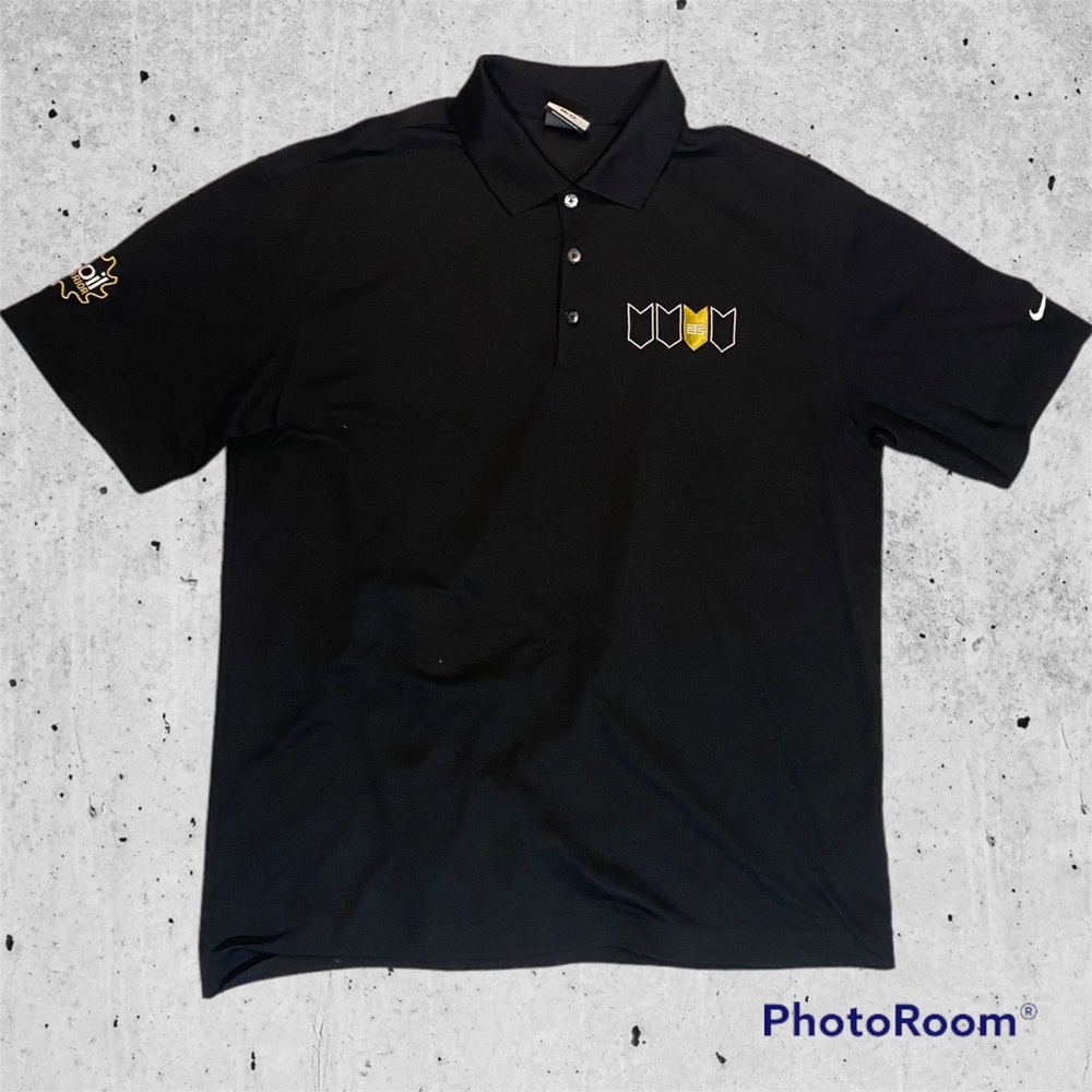 Nike Soil Warrior polo shirt embroidered logo golf short sleeve black mens large